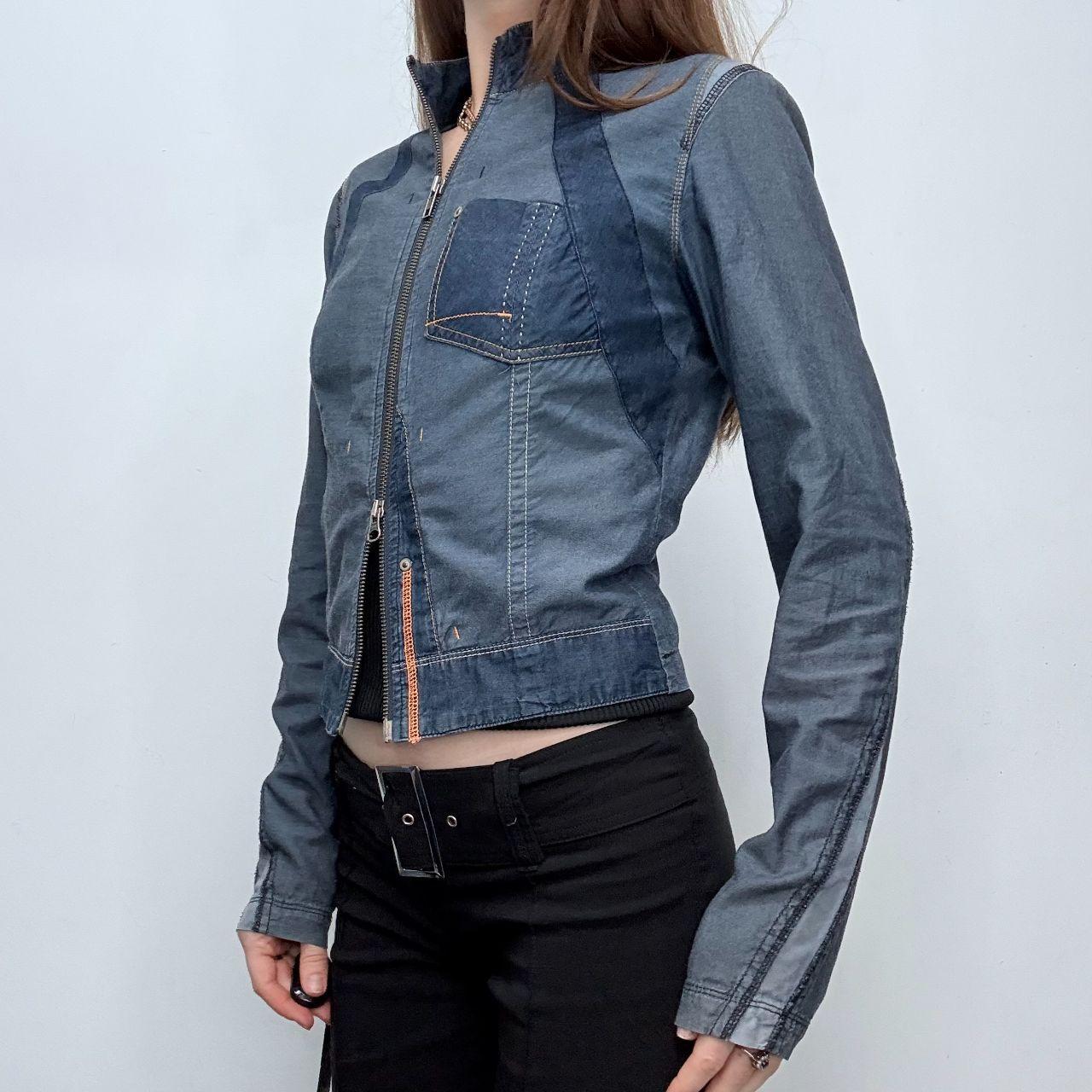Cropped denim utility jacket