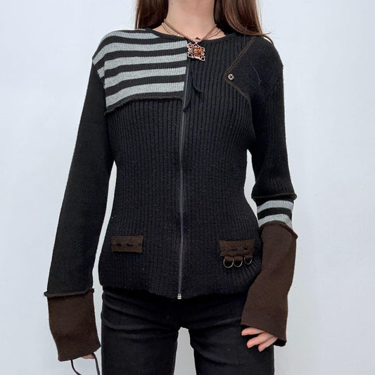 Black ribbed striped grunge cardigan