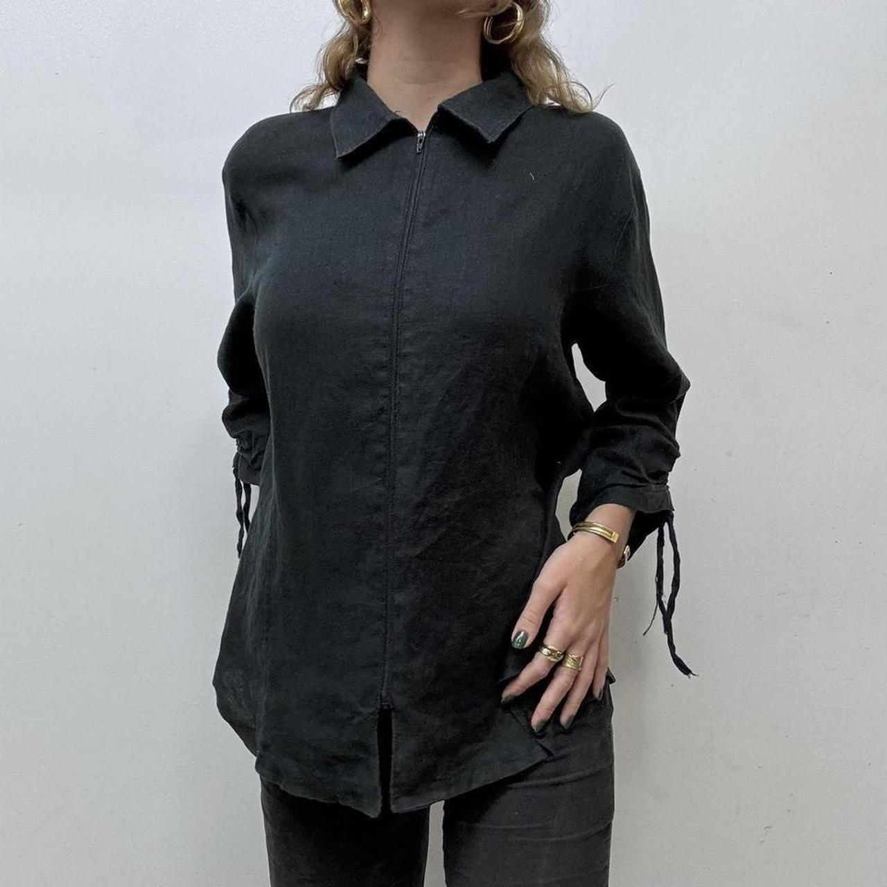 Black linen utility jacket