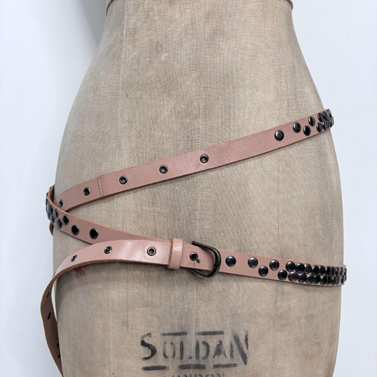 Tan leather studded wrap metal belt