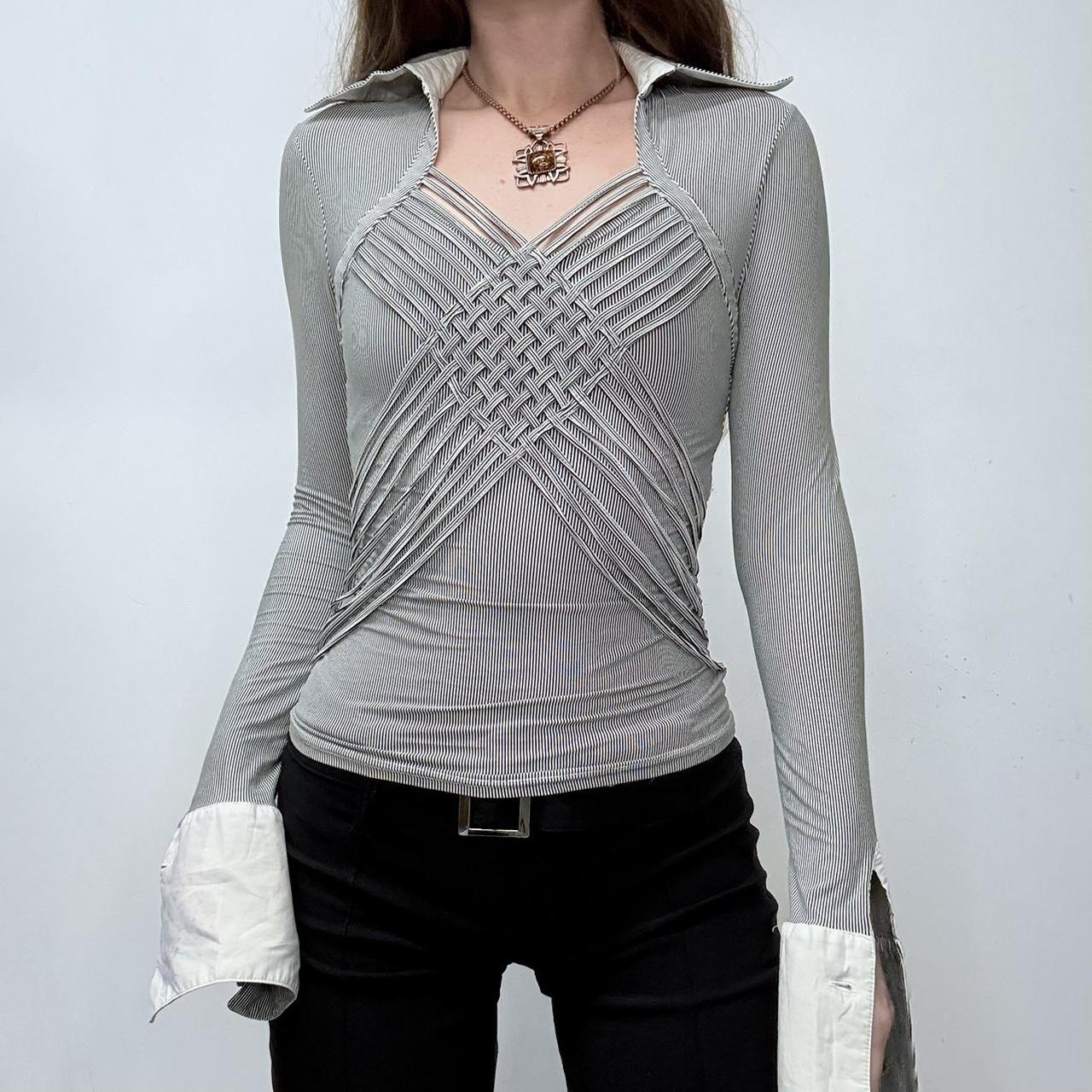 Pinstriped flared officecore shirt