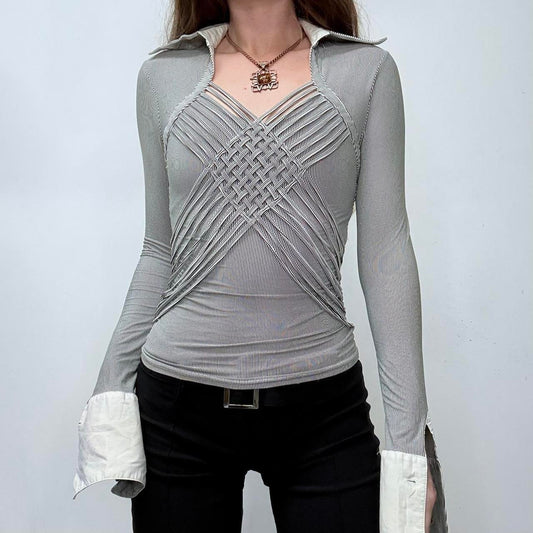 Pinstriped flared officecore shirt