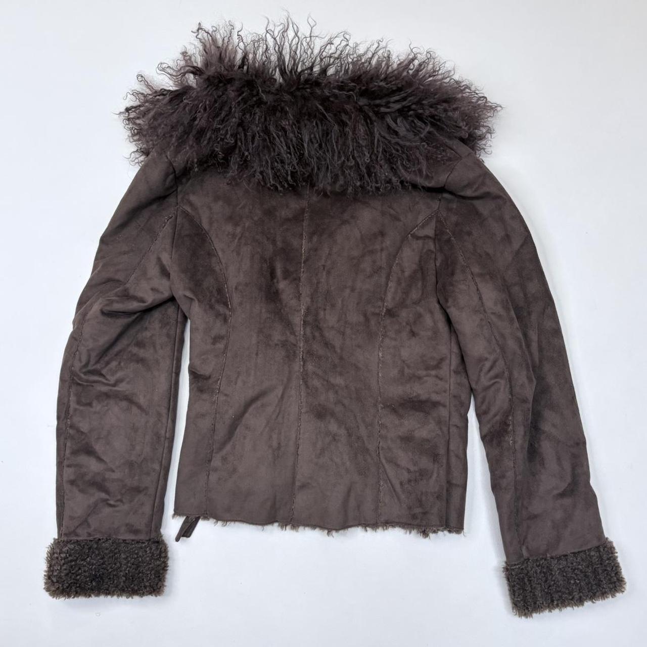 Brown flared mongolian fur jacket