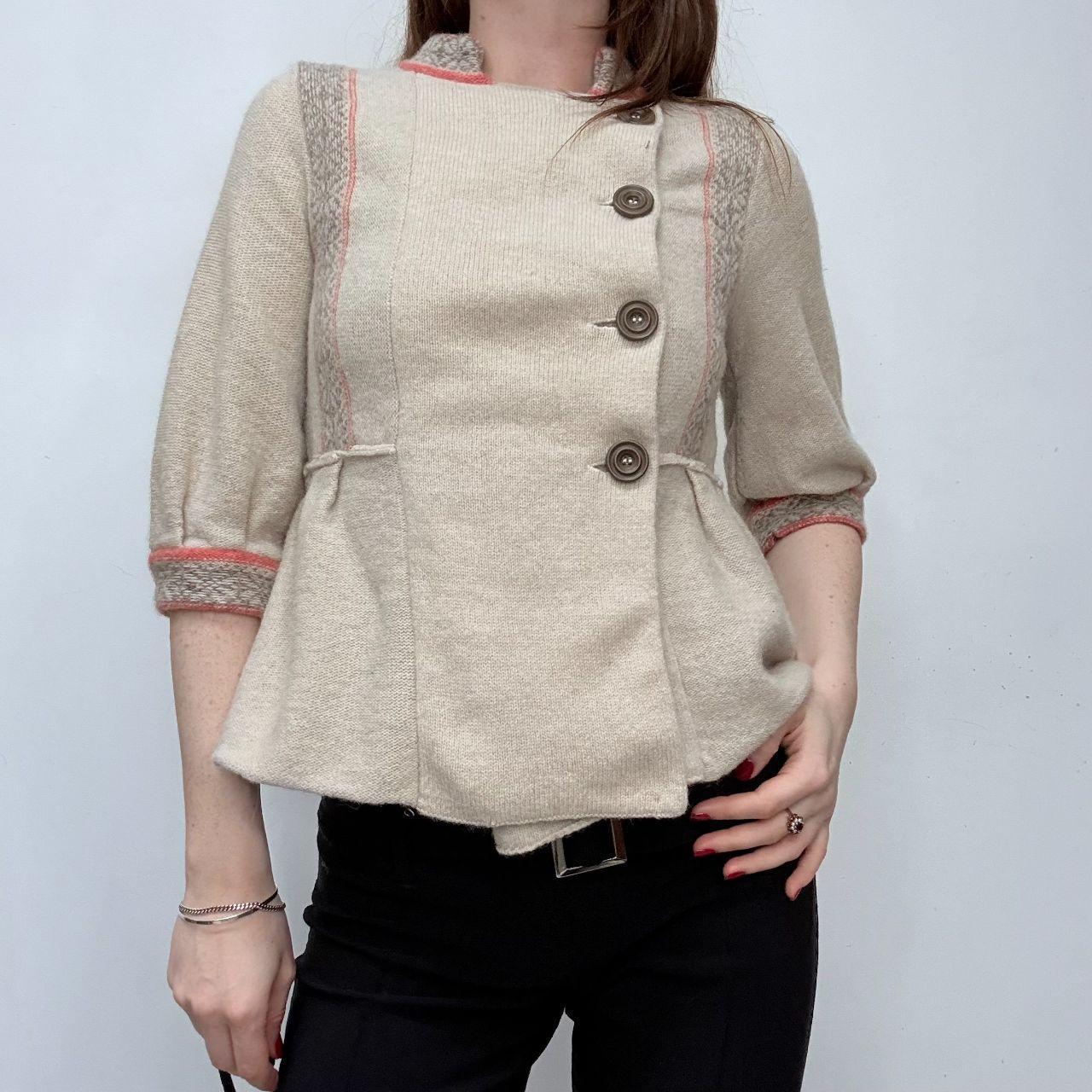 Preppy high neck pea coat cardigan