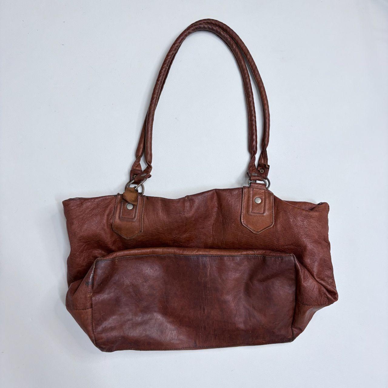 Large tan leather slouchy bag