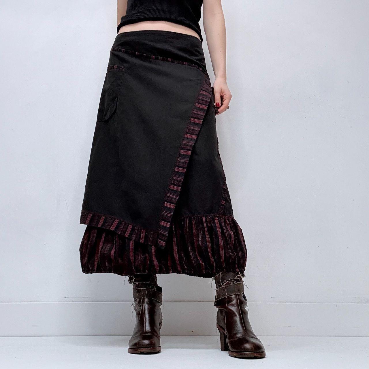 Black pinstripe asymmetric puff skirt