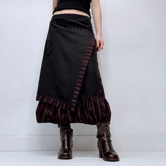 Black pinstripe asymmetric puff skirt