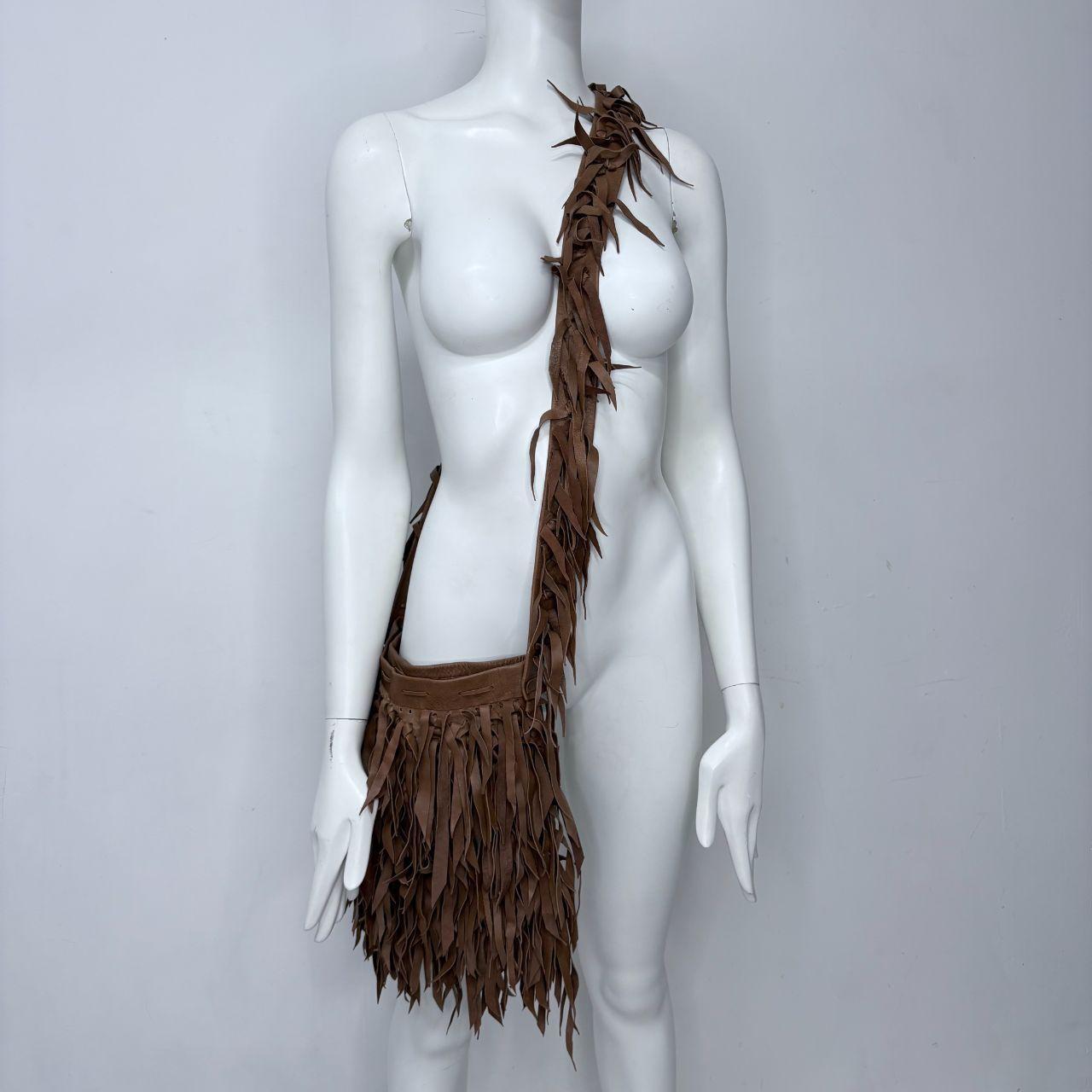 Brown leather tassel bag