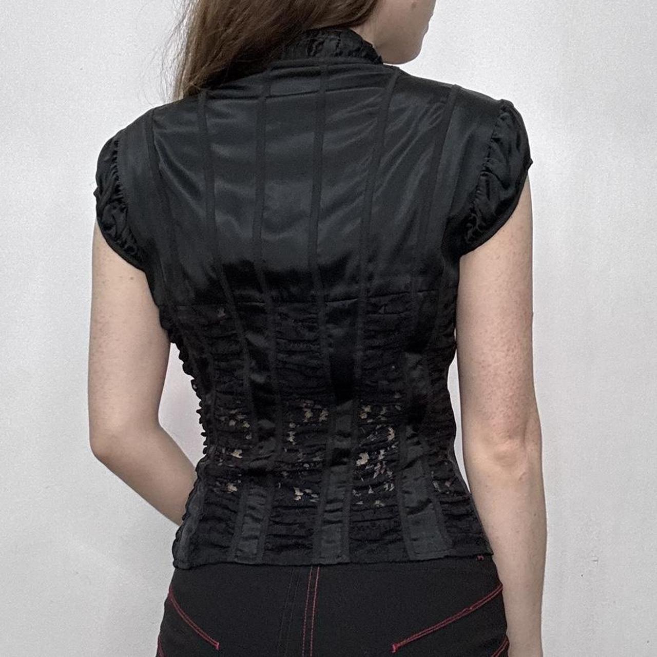 Black silk fitted gothic lace shirt
