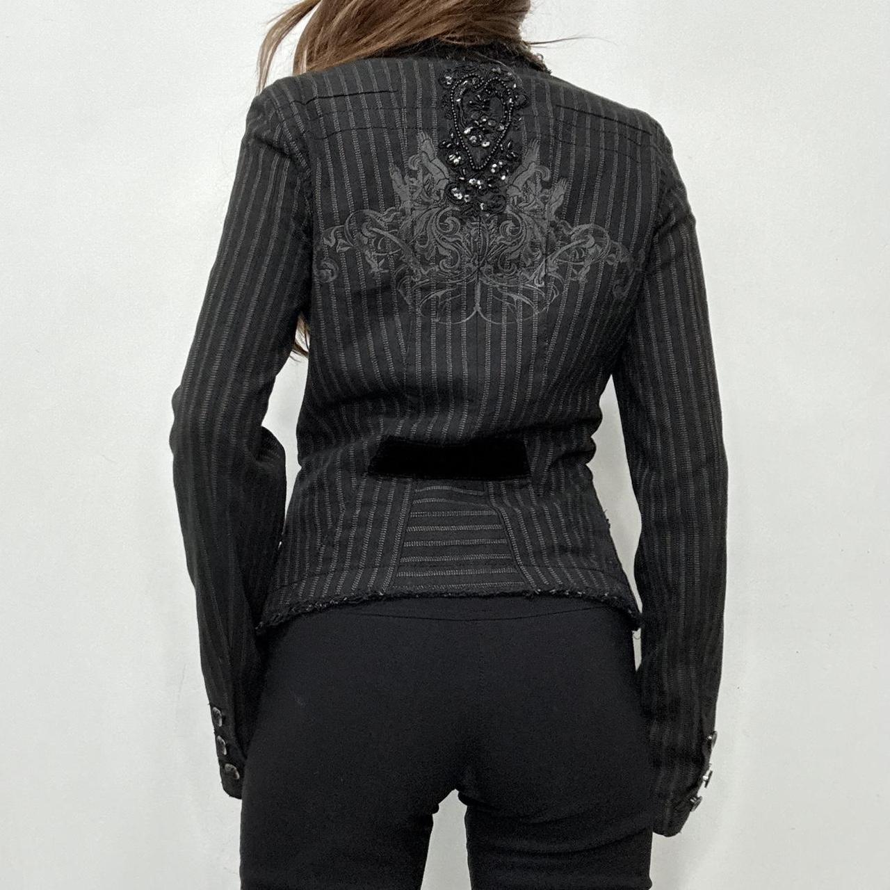 Pinstripe asymmetric fitted jacket