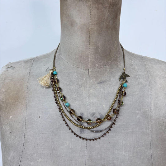 Layered chain bead necklace