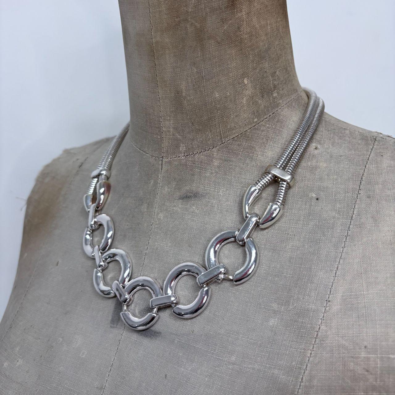 Silver chunky link oversized necklace