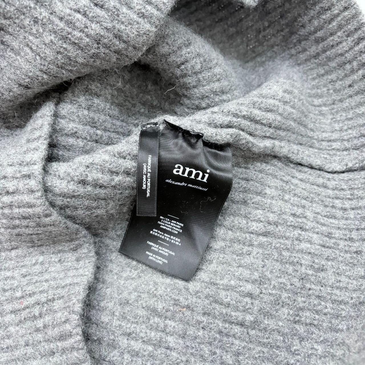 Grey chunky ribbed knit ami paris jumper