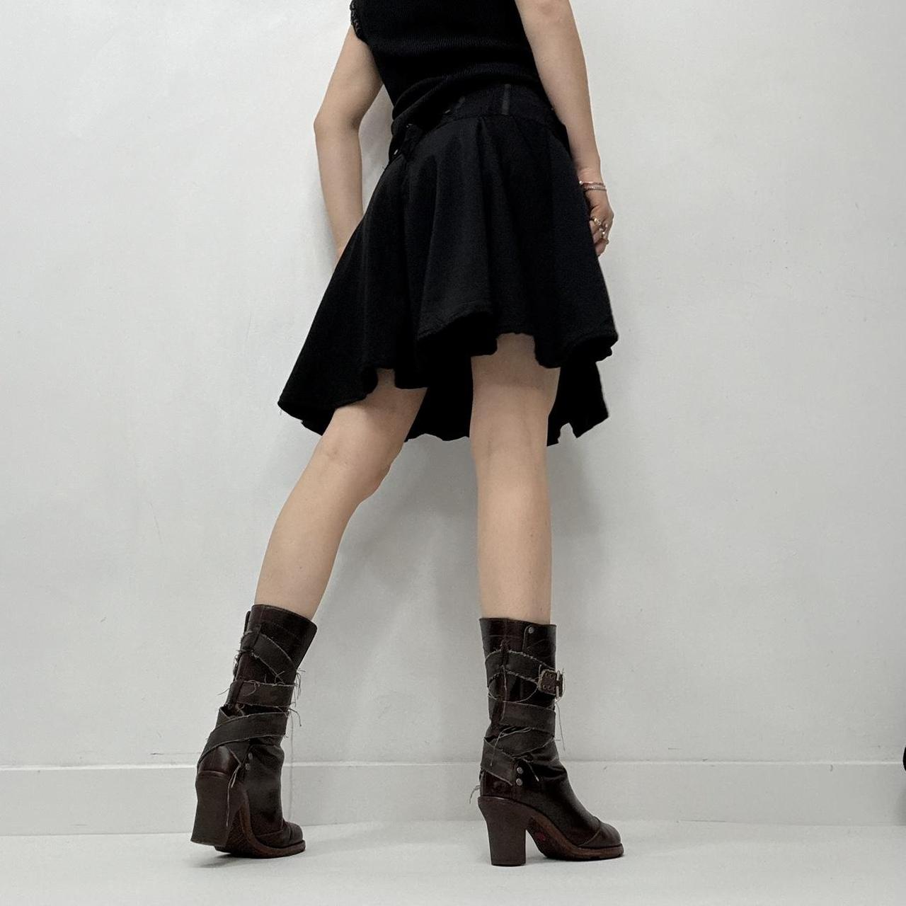 Black gothic grunge flared mini skirt