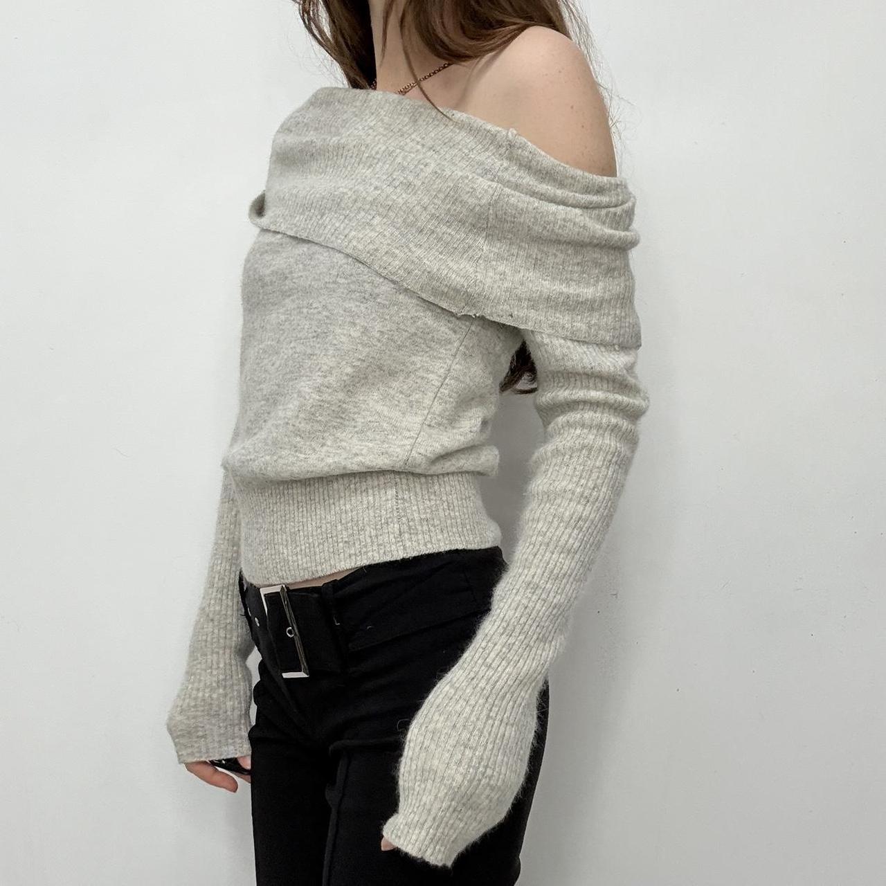 Grey off the shoulder slouchy jumper
