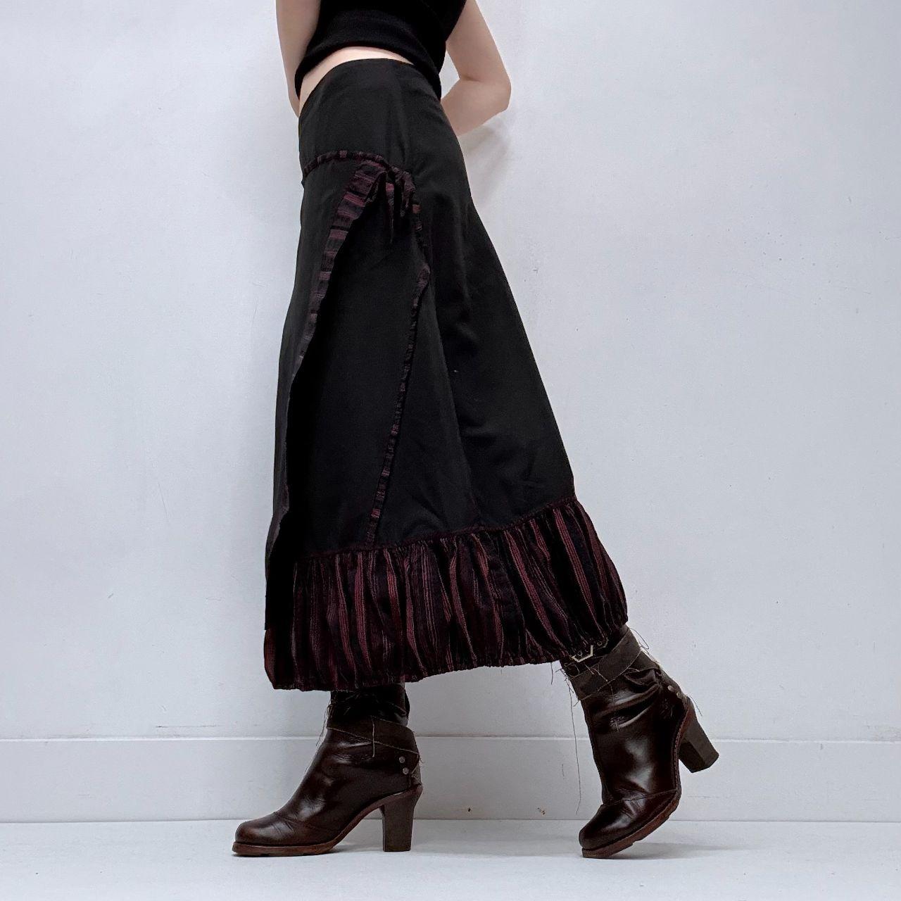 Black pinstripe asymmetric puff skirt