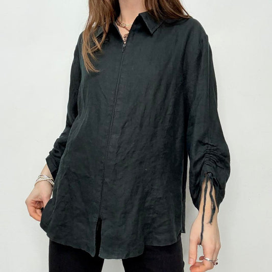Slouchy black linen shirt