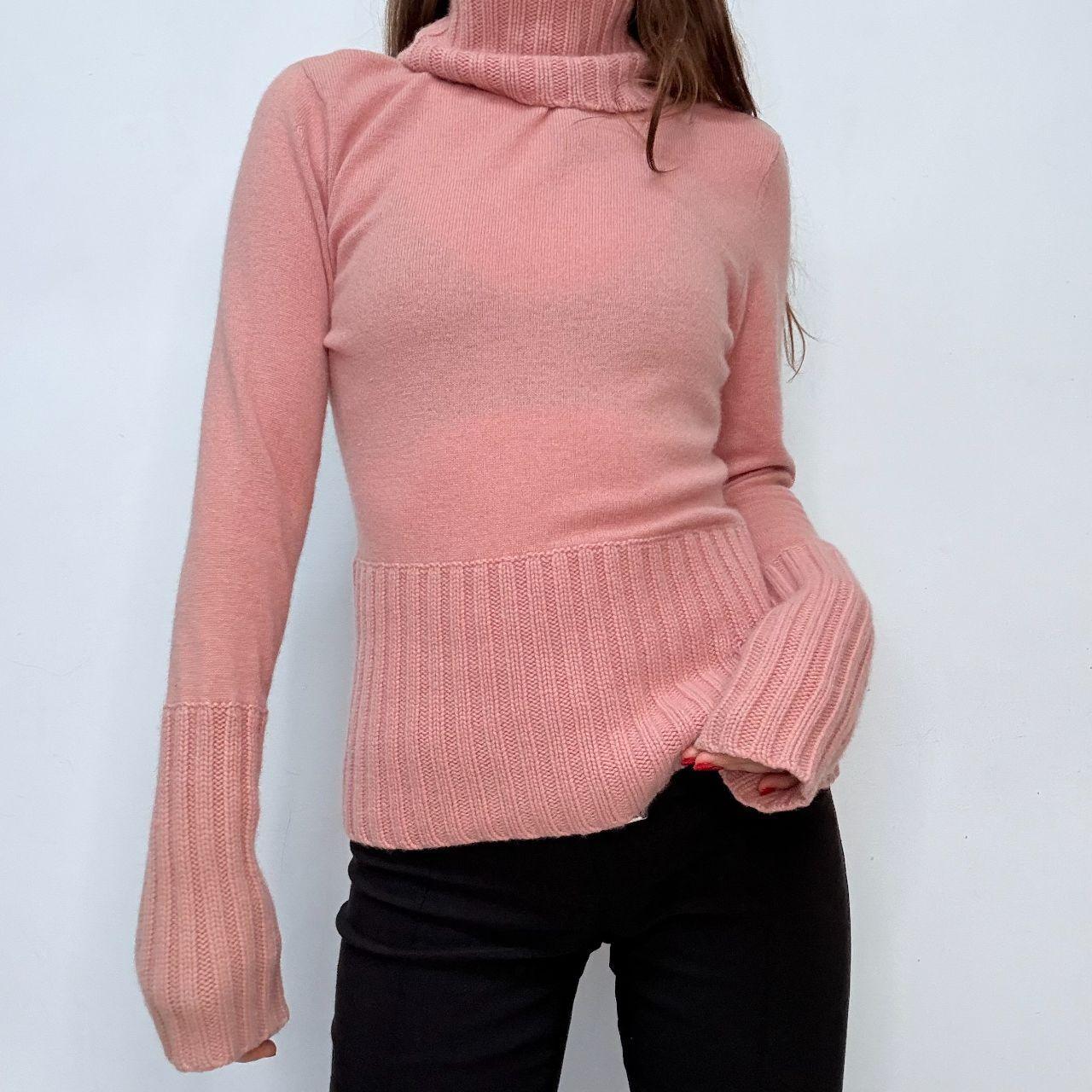 Pink cashmere high neck jumper