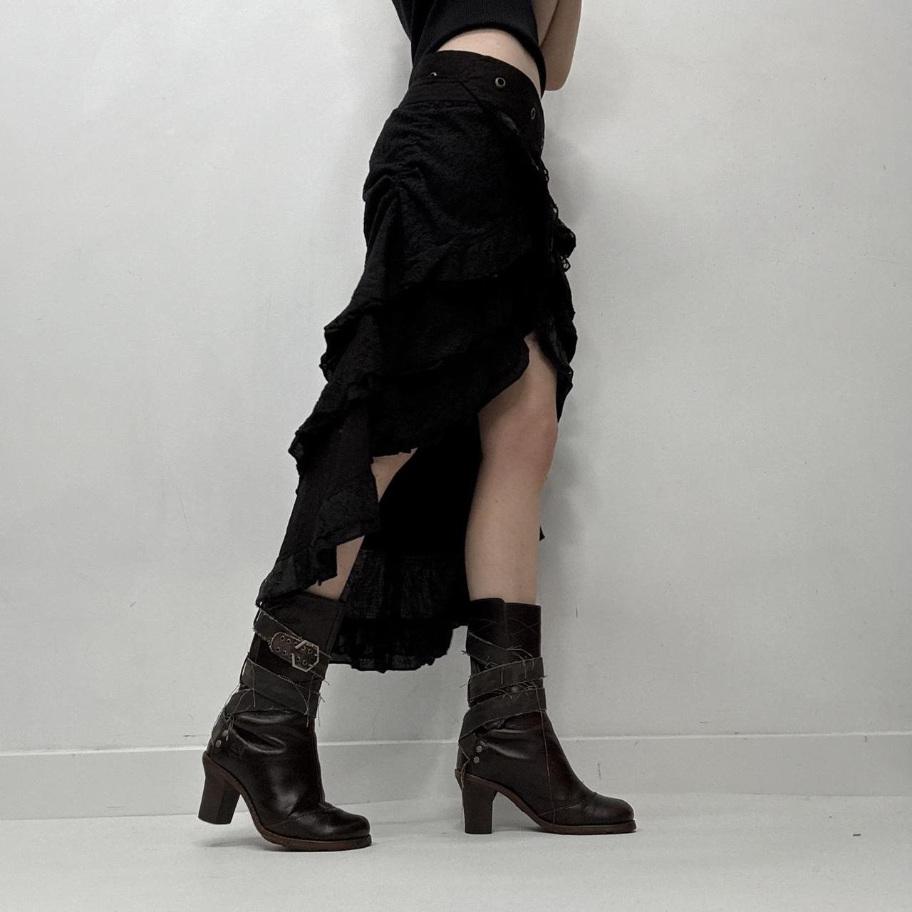 Black lace wrap studded eyelet skirt