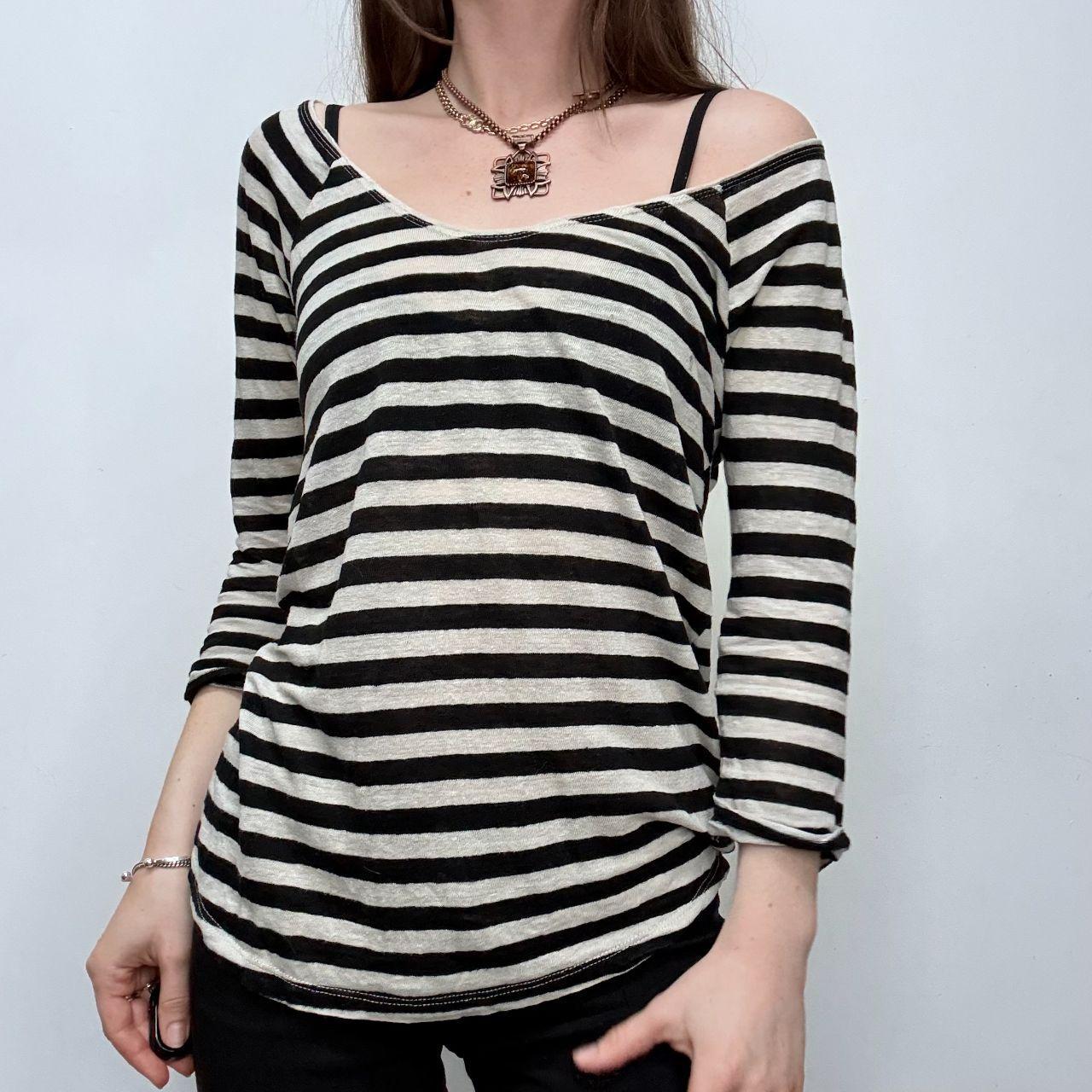 Striped slouchy wide neck t-shirt