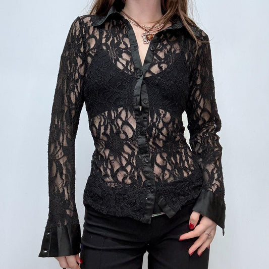 Sheer lace flared gothic shirt