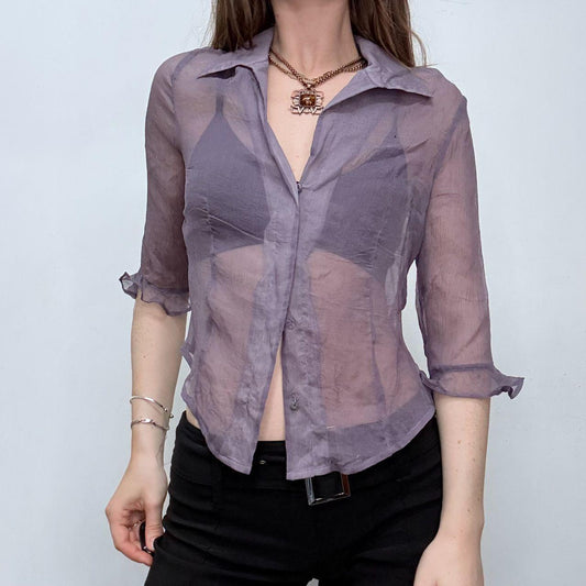 Sheer lilac silk floaty shirt