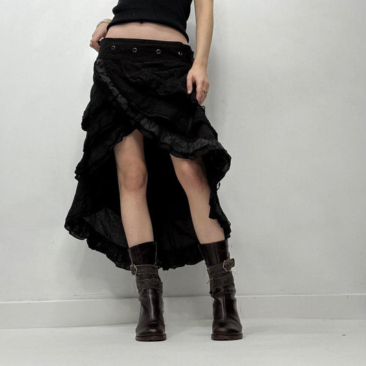 Black lace wrap studded eyelet skirt