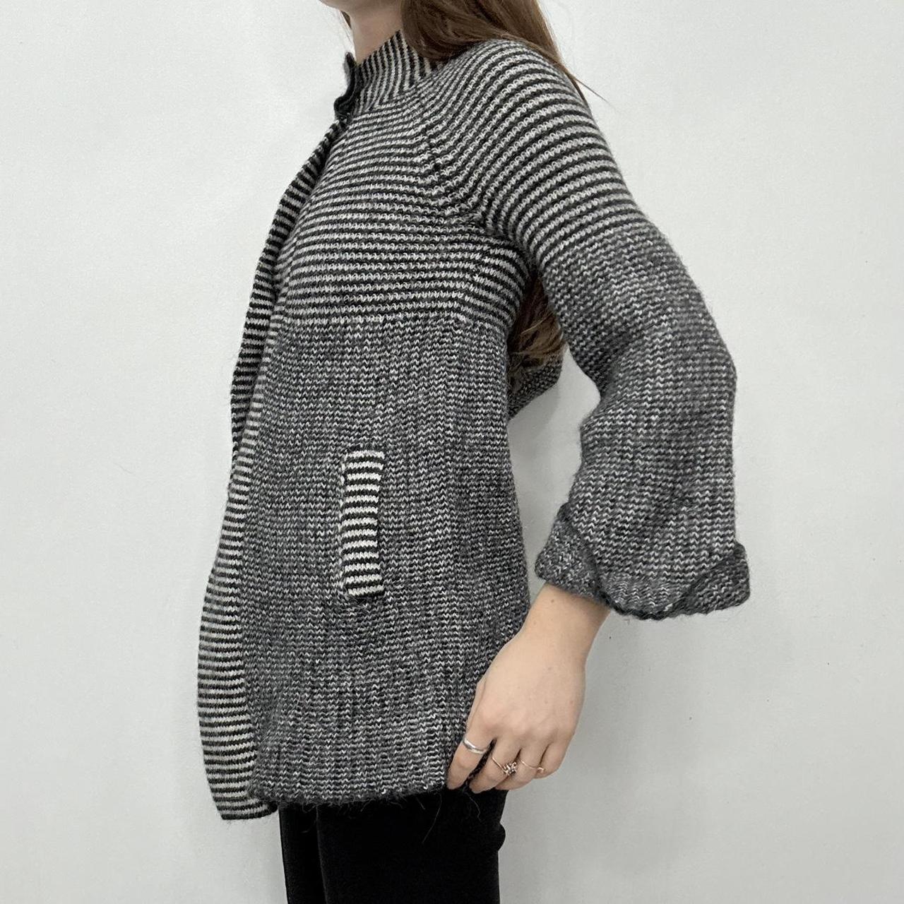 Striped knit wool pea coat sweater