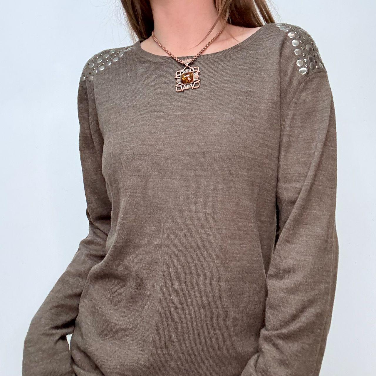 Brown knitted studded jumper