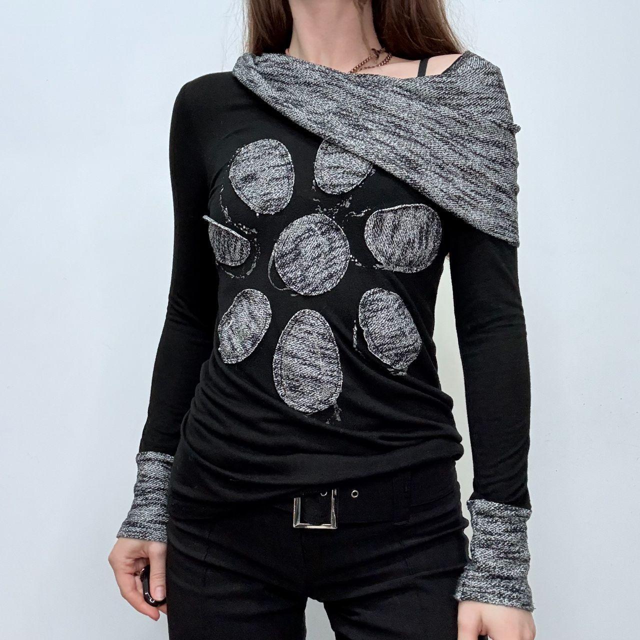 Black fold over wide neck slouchy top