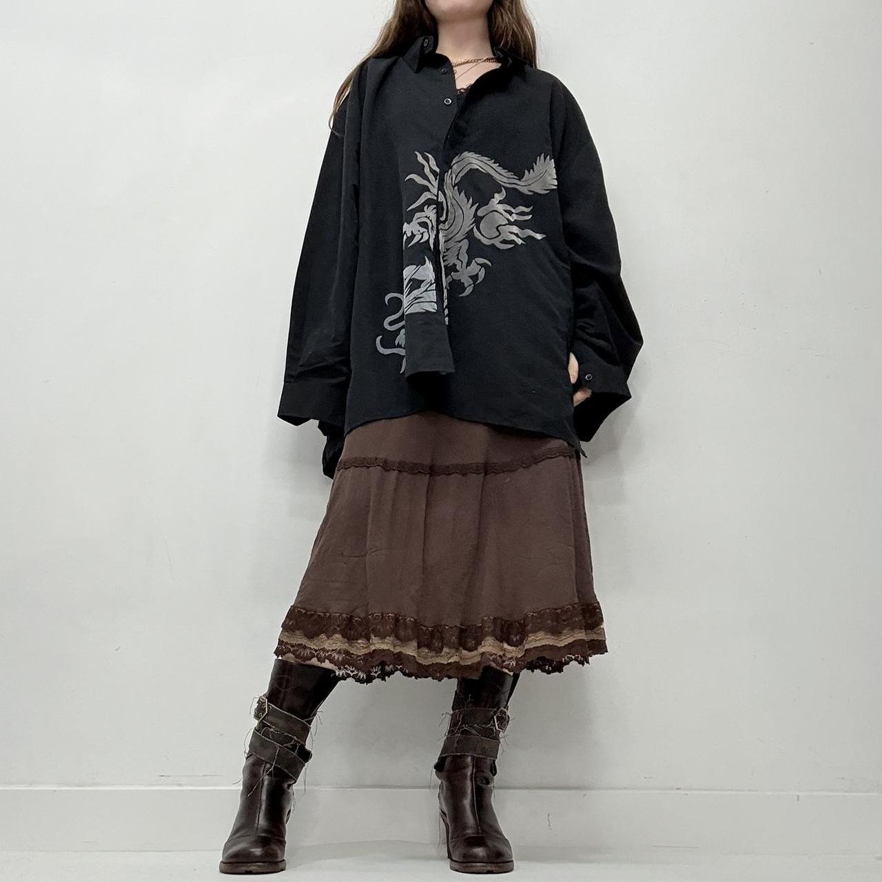Oversized black graphic dragon shirt