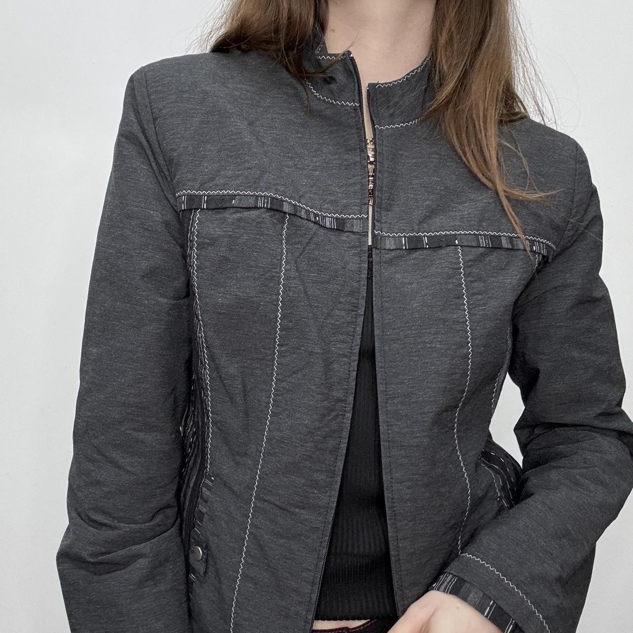 Grey track zipper fitted jacket