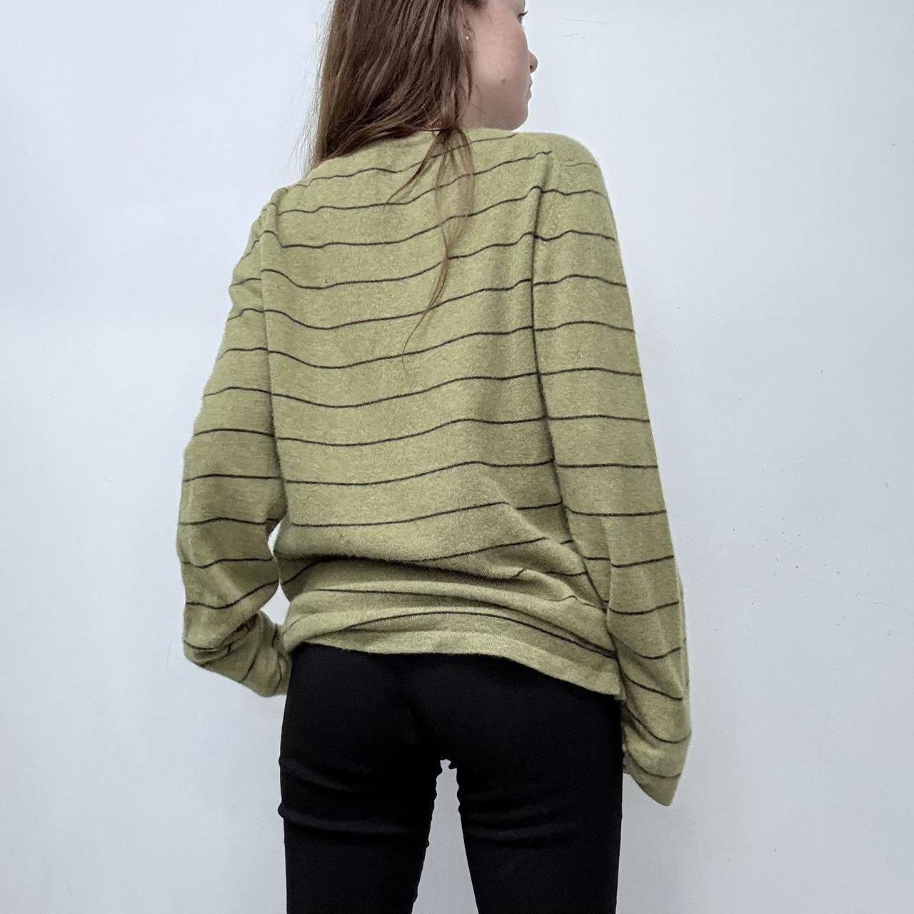 Green cashmere striped jumper