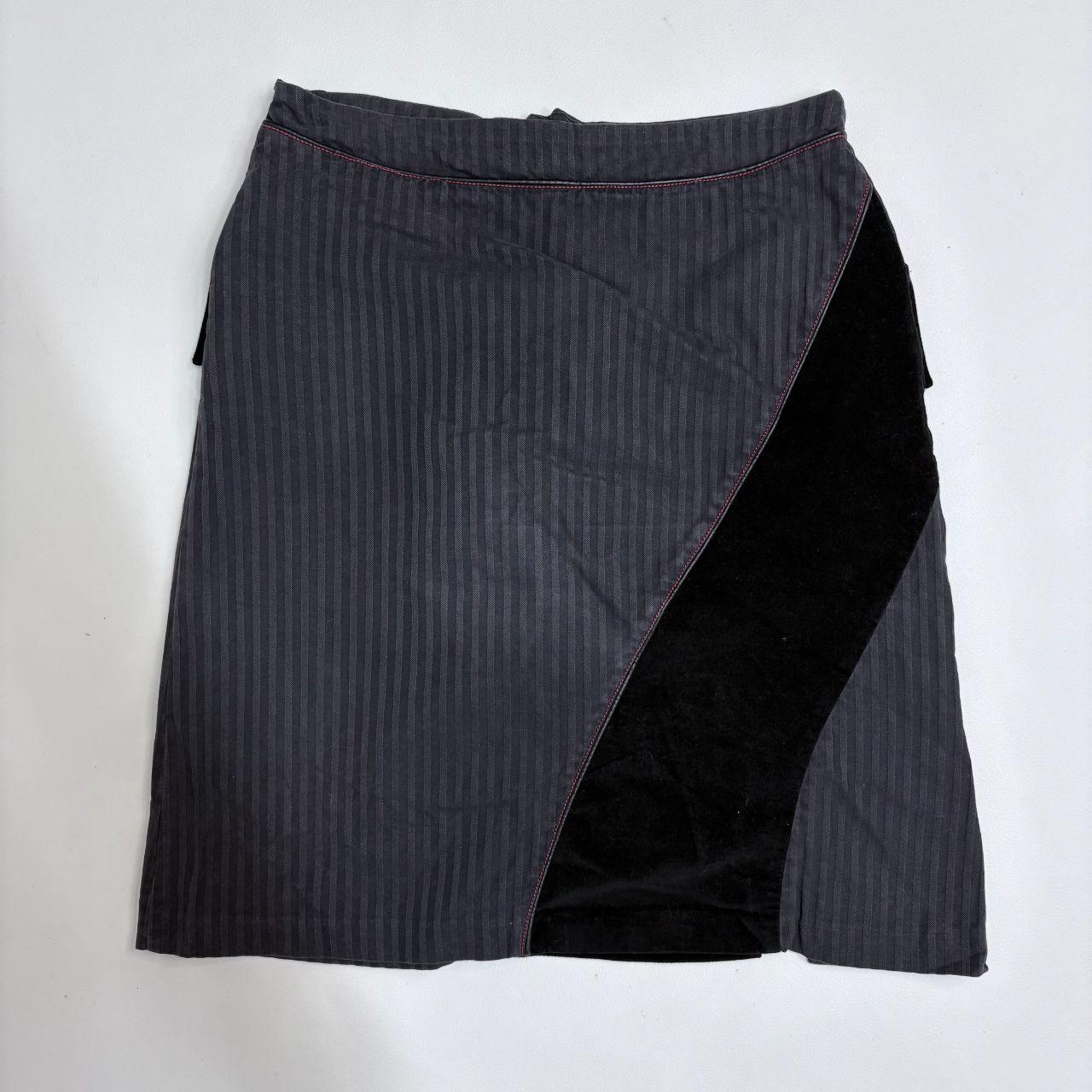 Pinstripe asymmetric button corset skirt