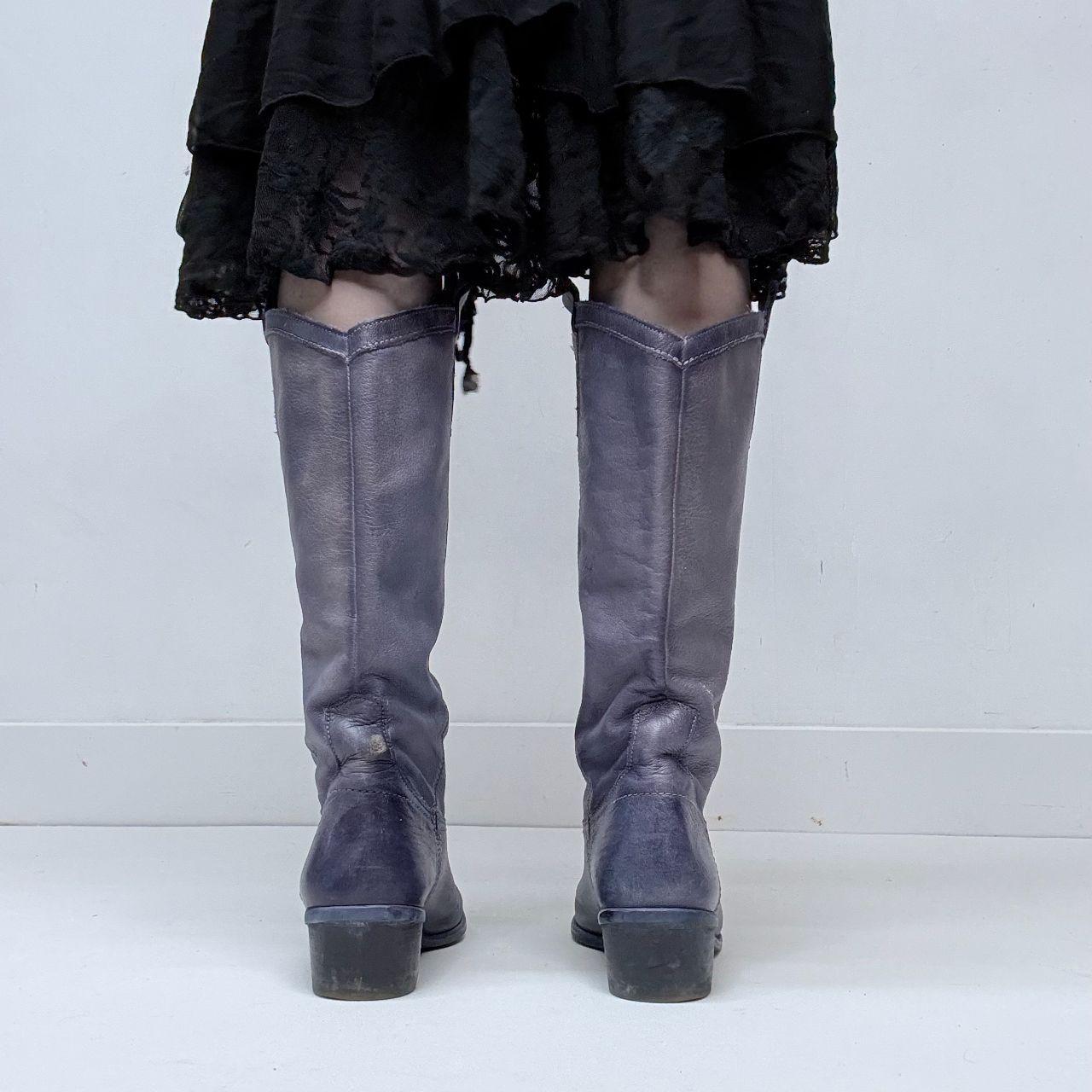 Distressed navy/purple western boots
