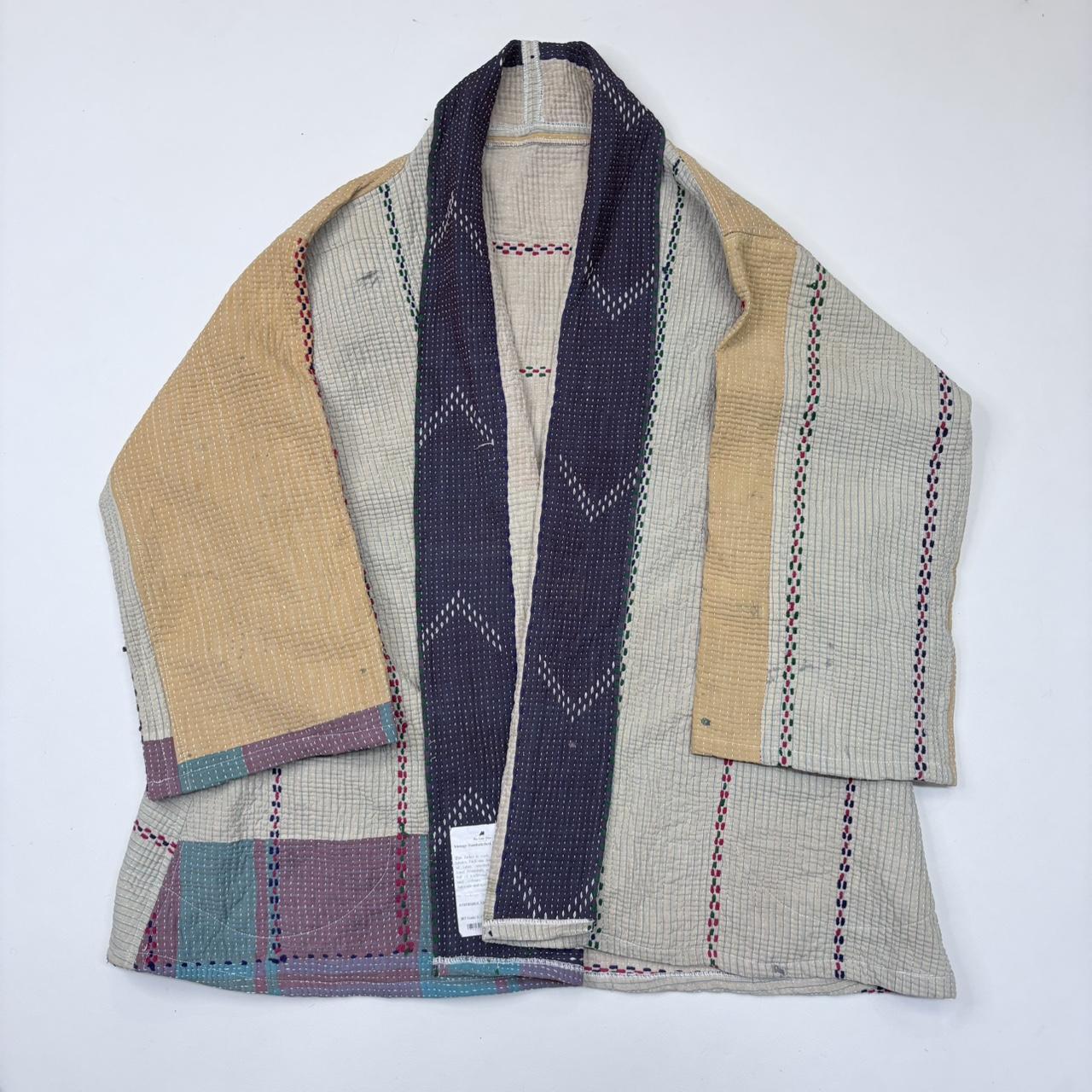 Oversized slouchy kantha patchwork jacket