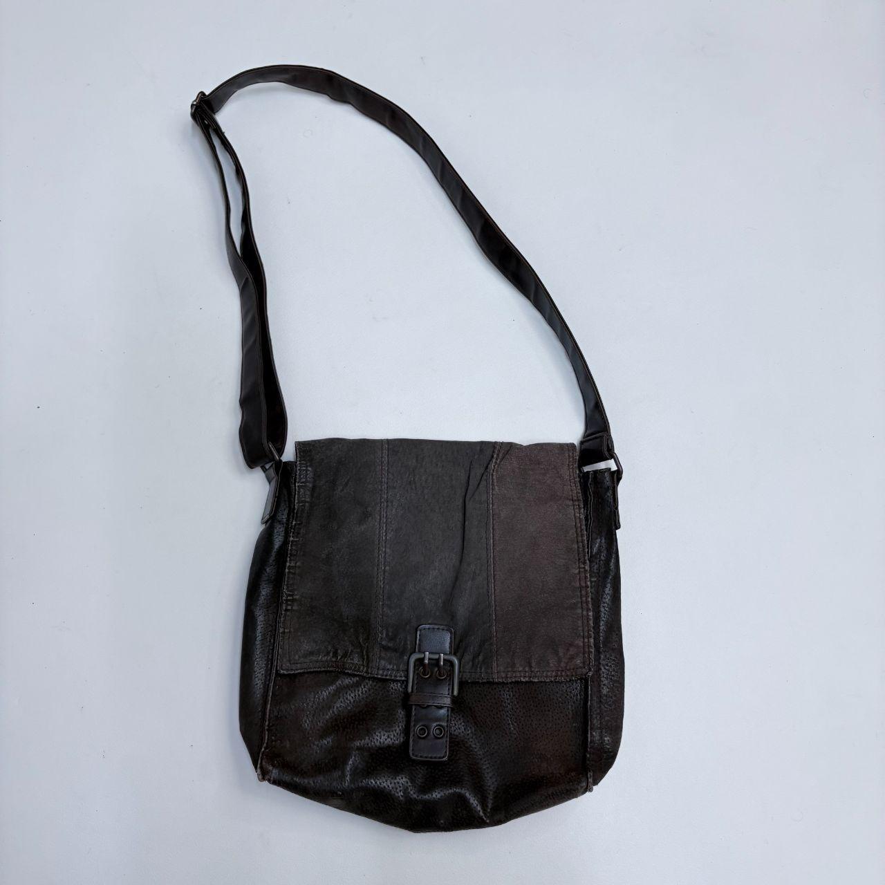 Brown leather grunge crossbody bag