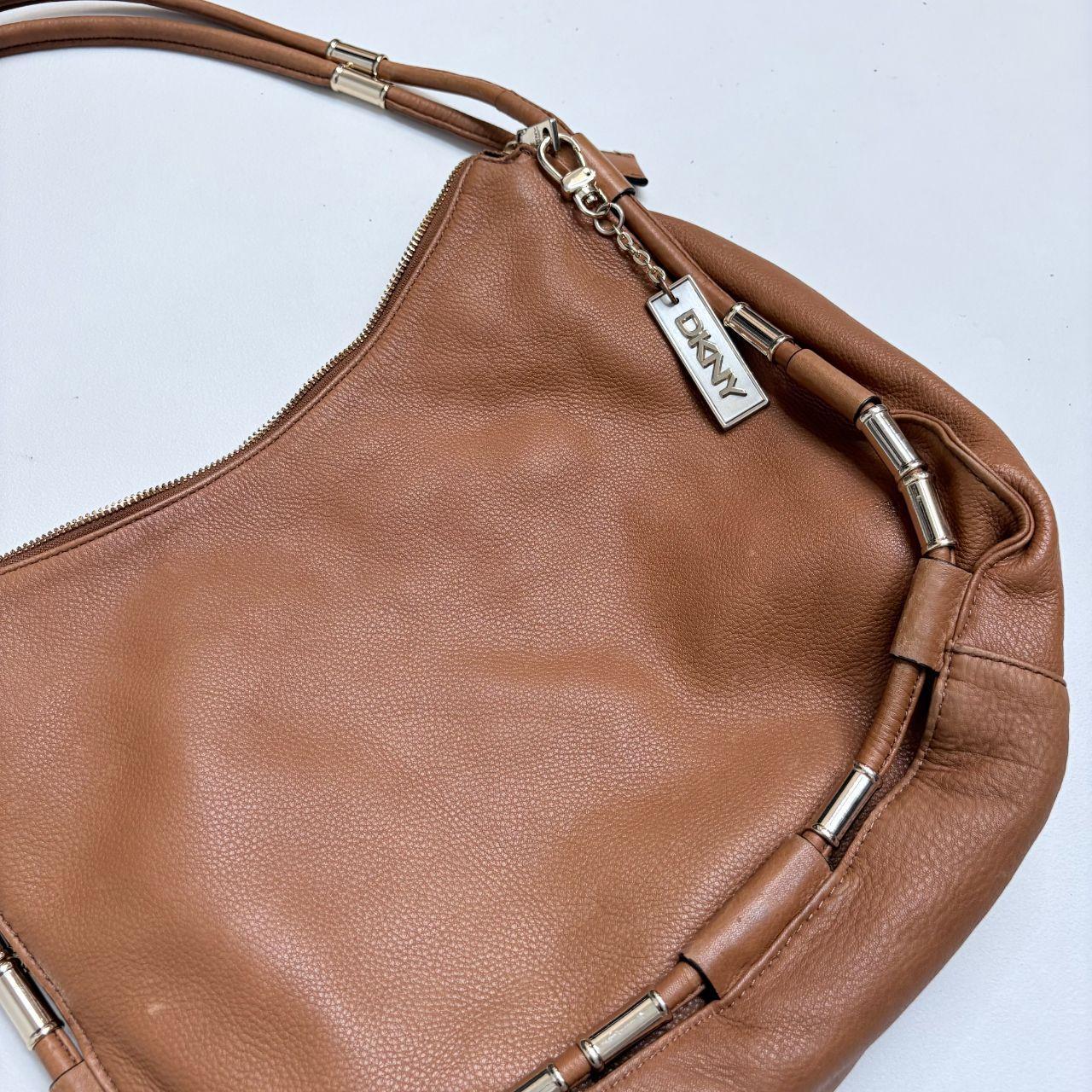 Tan leather slouchy chain bag