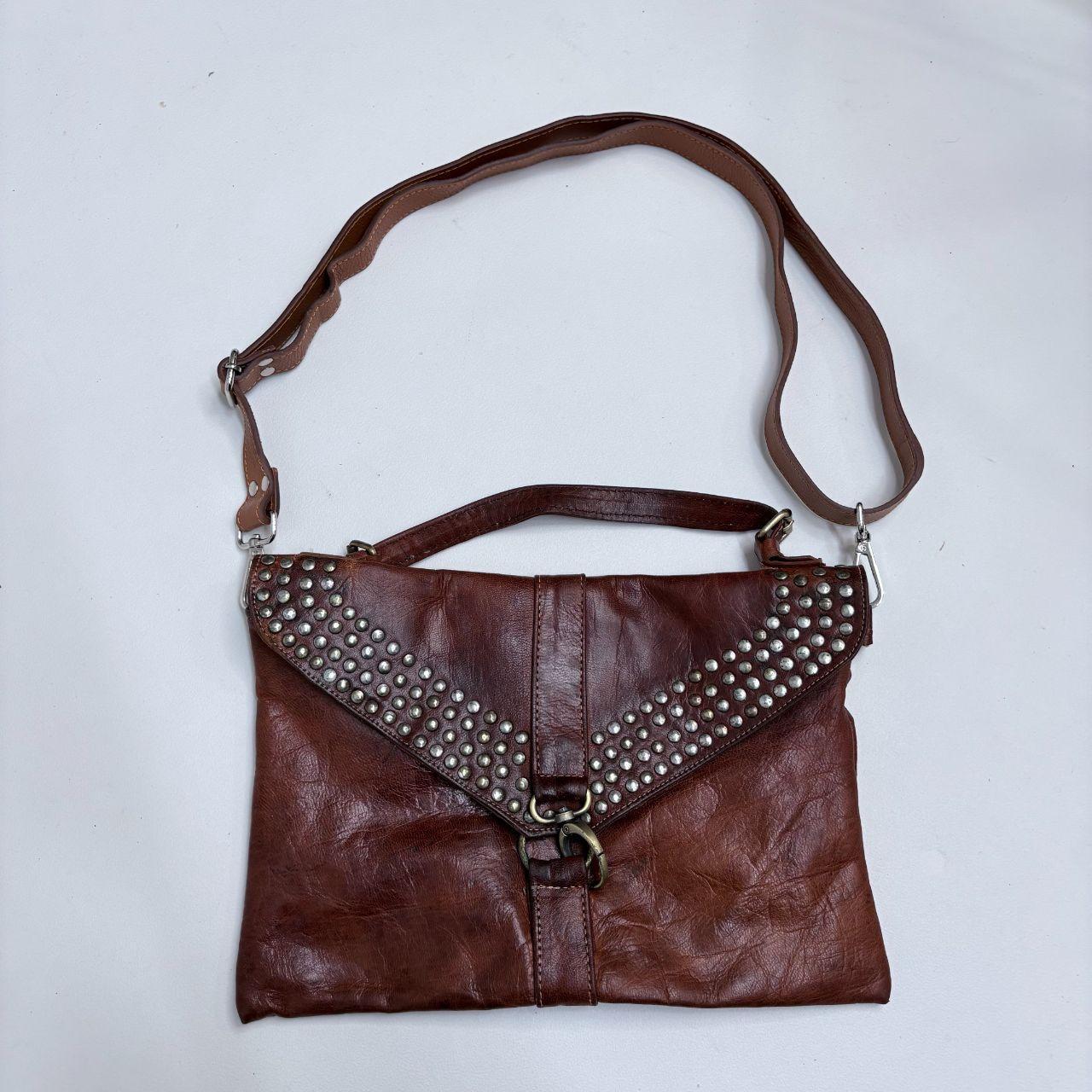 Tan leather studded boho bag