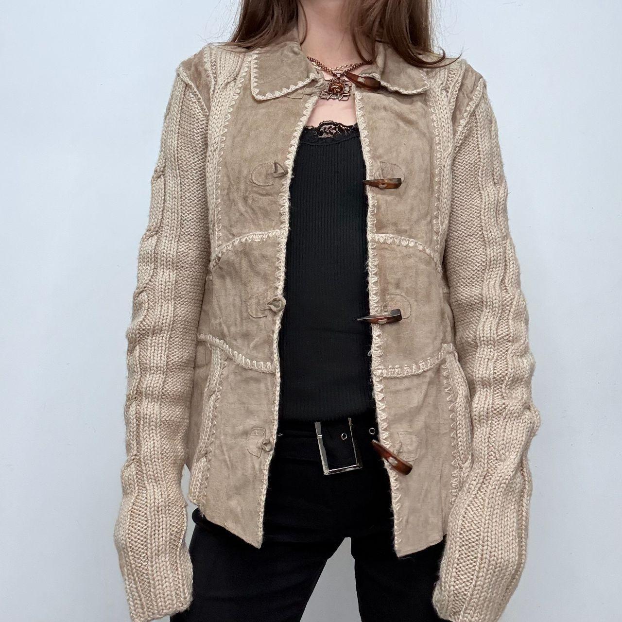 Knitted crochet suede boho jacket