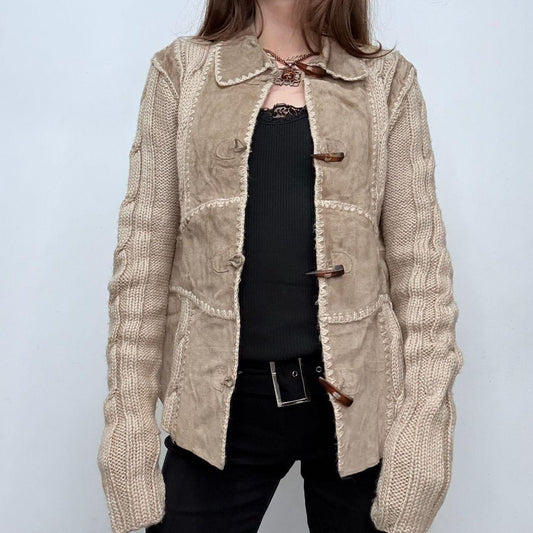 Knitted crochet suede boho jacket