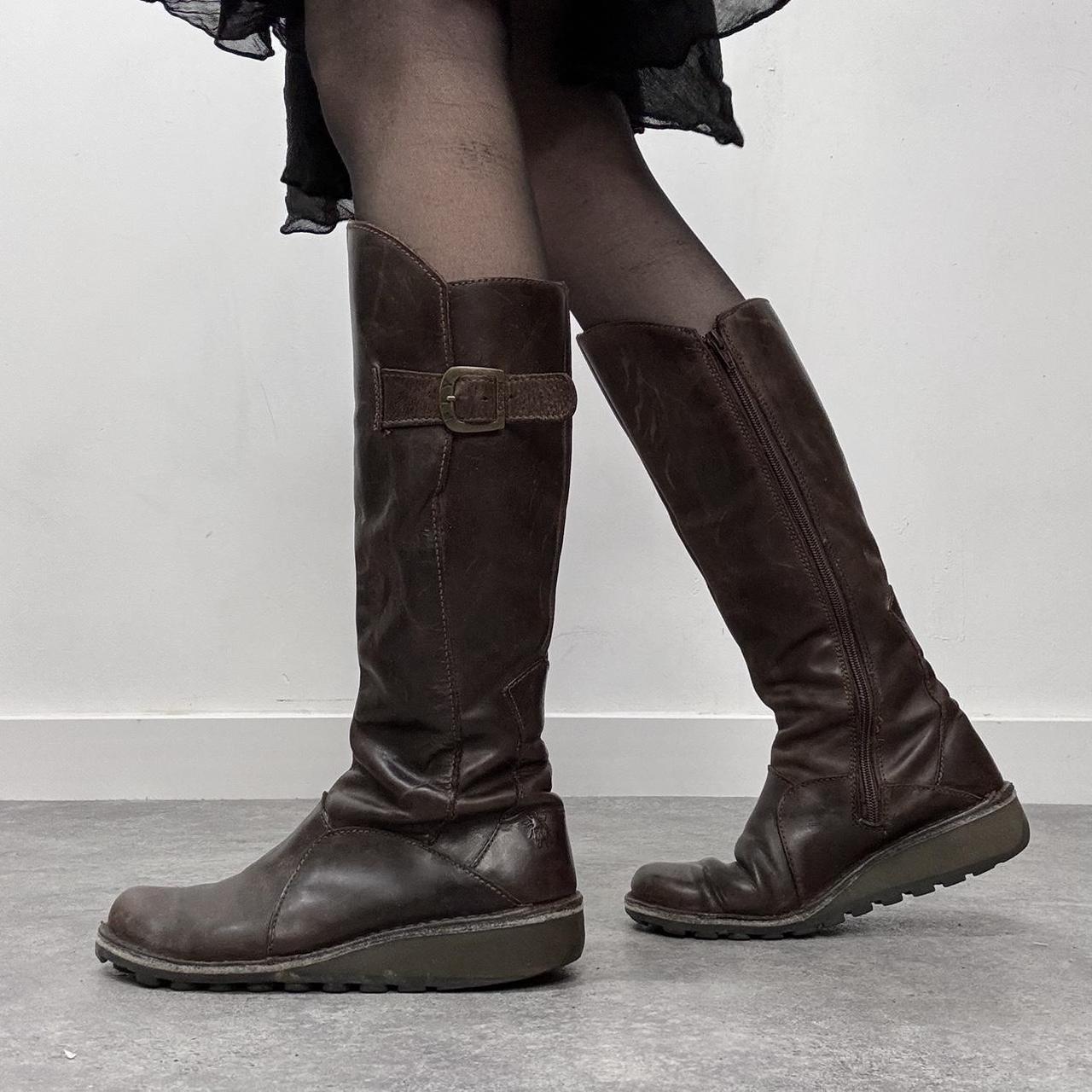 Brown leather knee high Fly boots