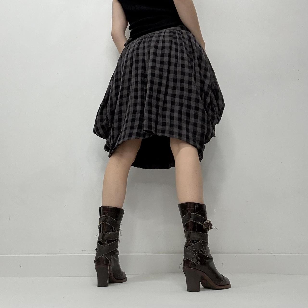 Checked tartan layered puff skirt