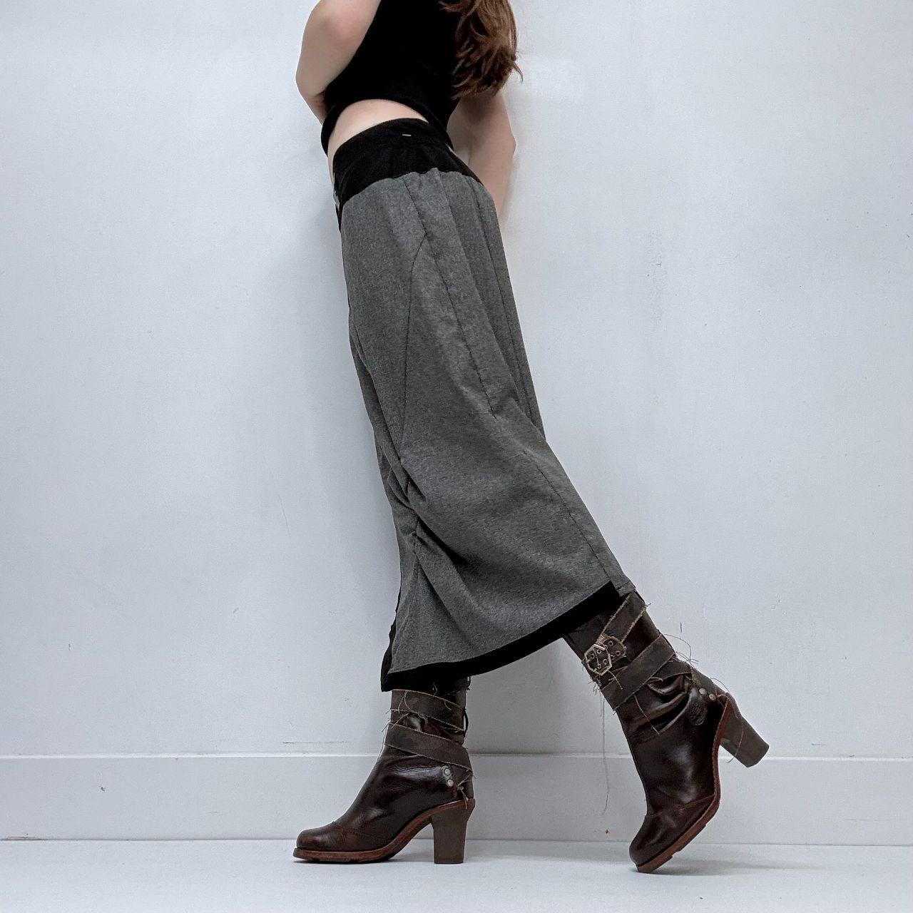Grey preppy asymmetric office skirt