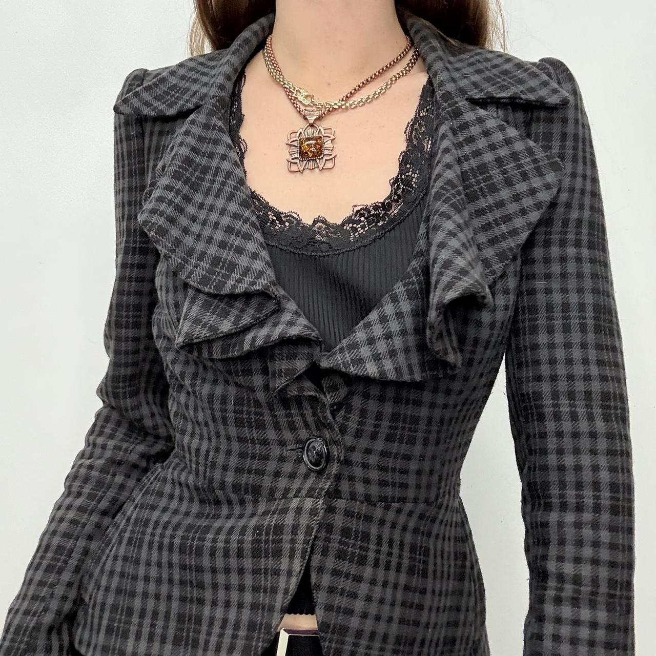 Checked fitted gothic ruffle jacket