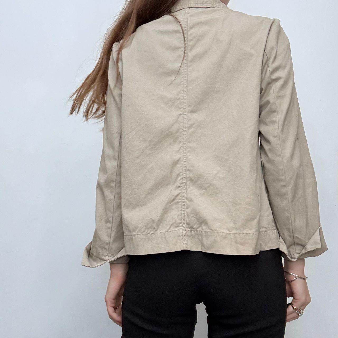 Tan button flared peacoat jacket