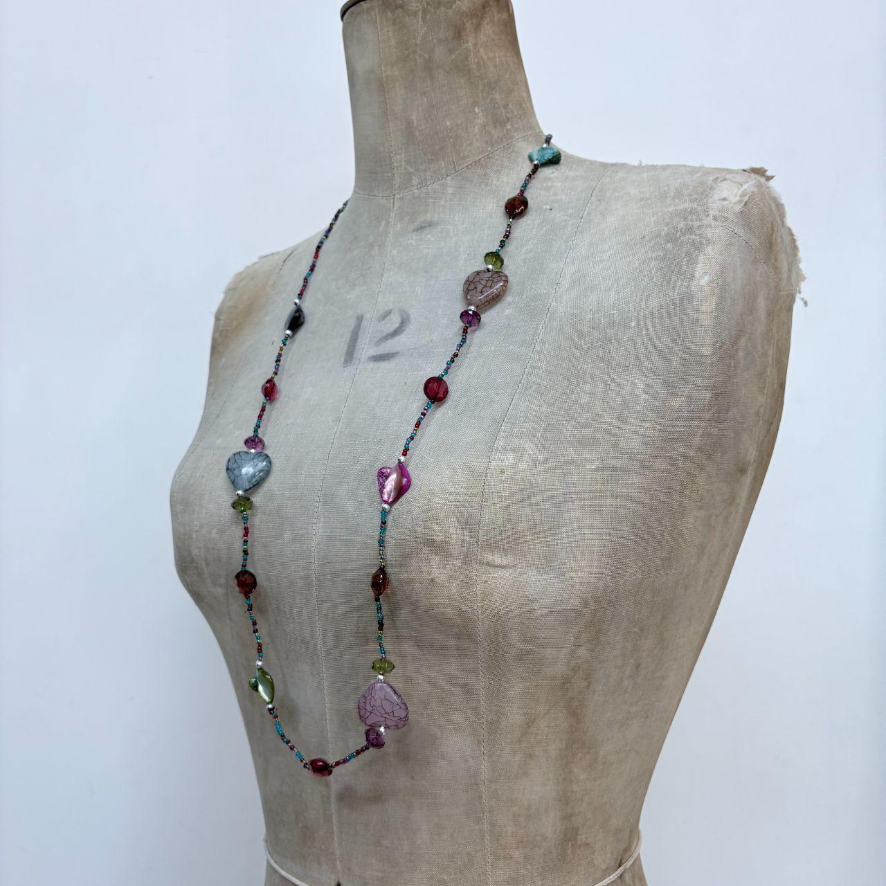 Long beaded gemstone necklace