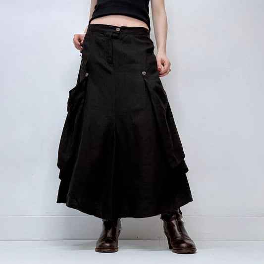 Draped flared maxi skirt