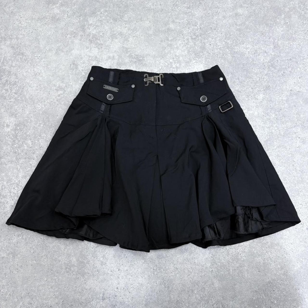 Black gothic grunge flared mini skirt