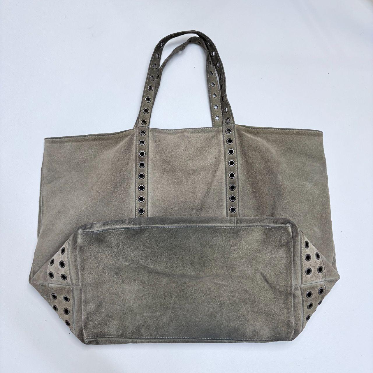 Khaki suede eyelet bag
